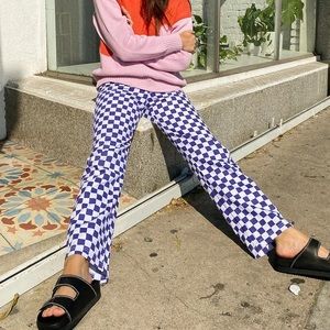 Holiday the Label blue check Kokomo pants sz small